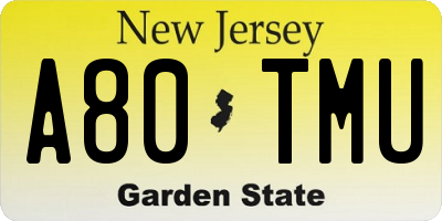 NJ license plate A80TMU
