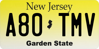 NJ license plate A80TMV