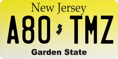 NJ license plate A80TMZ