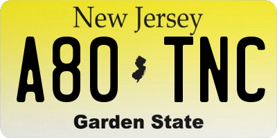 NJ license plate A80TNC