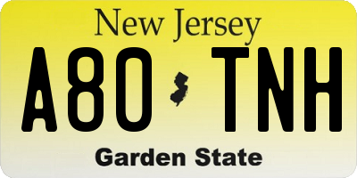 NJ license plate A80TNH
