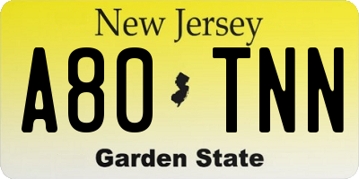 NJ license plate A80TNN