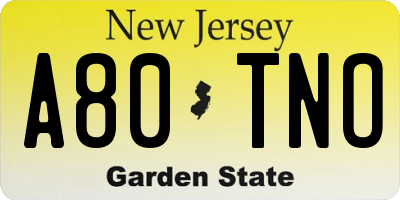 NJ license plate A80TNO