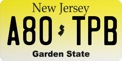 NJ license plate A80TPB