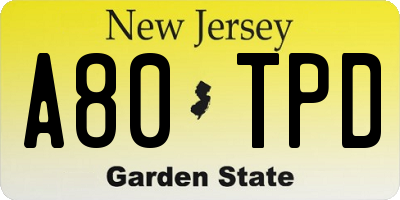 NJ license plate A80TPD