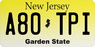 NJ license plate A80TPI