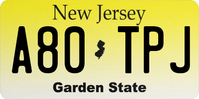 NJ license plate A80TPJ