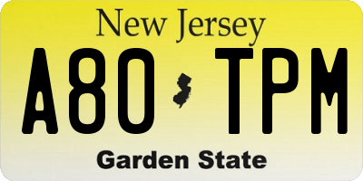 NJ license plate A80TPM