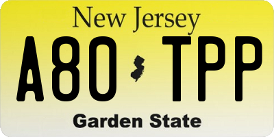 NJ license plate A80TPP
