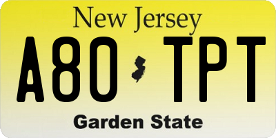 NJ license plate A80TPT
