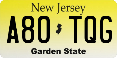 NJ license plate A80TQG