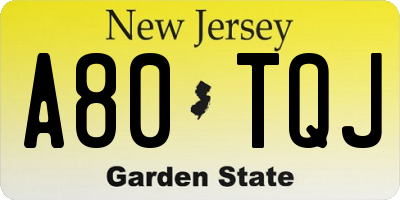 NJ license plate A80TQJ