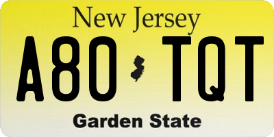 NJ license plate A80TQT