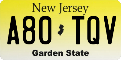 NJ license plate A80TQV