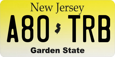 NJ license plate A80TRB