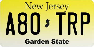 NJ license plate A80TRP
