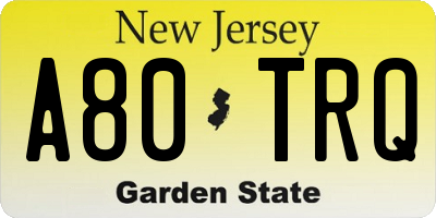 NJ license plate A80TRQ