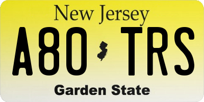 NJ license plate A80TRS