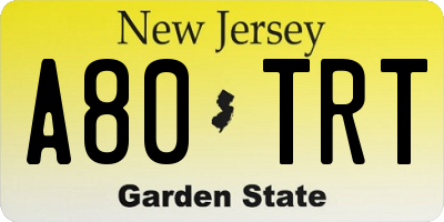 NJ license plate A80TRT