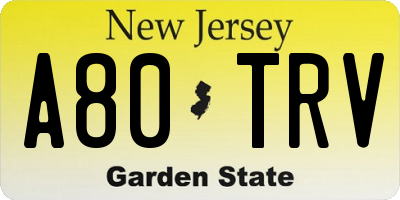 NJ license plate A80TRV
