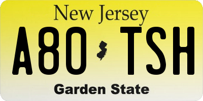 NJ license plate A80TSH