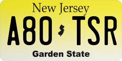 NJ license plate A80TSR
