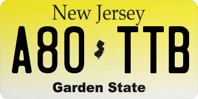 NJ license plate A80TTB