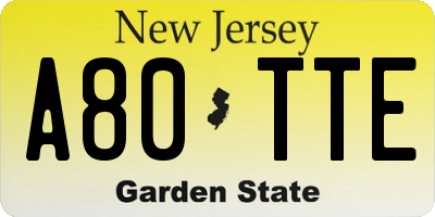 NJ license plate A80TTE