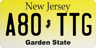 NJ license plate A80TTG