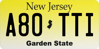 NJ license plate A80TTI