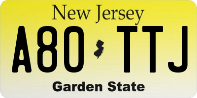 NJ license plate A80TTJ