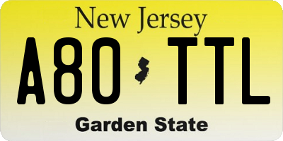 NJ license plate A80TTL