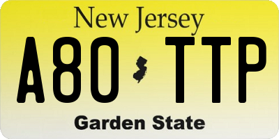 NJ license plate A80TTP