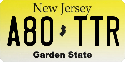 NJ license plate A80TTR