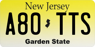 NJ license plate A80TTS