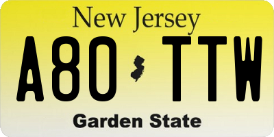 NJ license plate A80TTW
