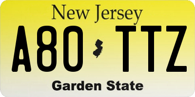 NJ license plate A80TTZ