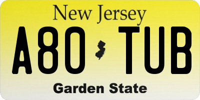 NJ license plate A80TUB
