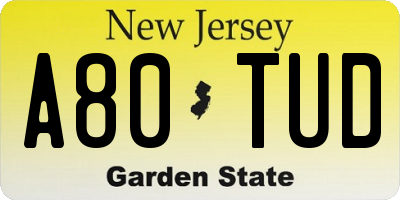 NJ license plate A80TUD