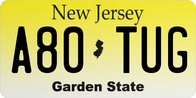 NJ license plate A80TUG