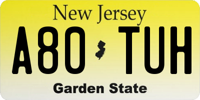 NJ license plate A80TUH