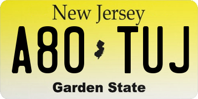 NJ license plate A80TUJ
