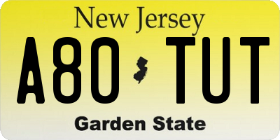 NJ license plate A80TUT
