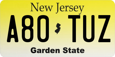 NJ license plate A80TUZ