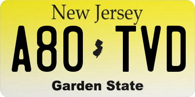 NJ license plate A80TVD