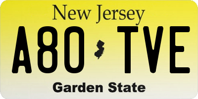 NJ license plate A80TVE