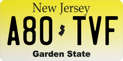 NJ license plate A80TVF
