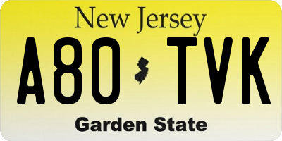 NJ license plate A80TVK