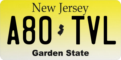 NJ license plate A80TVL