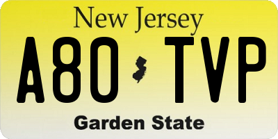 NJ license plate A80TVP